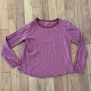 Madewell | Striped Long Sleeve Top | in Pink and Wine | size L | 💯 Cotton